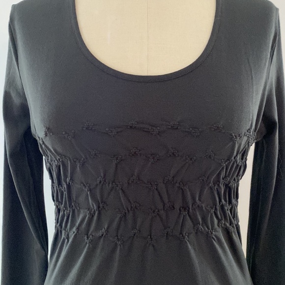 Dex Fresh Products long sleeved dark green peasant top with shirred bodice. Sz 2 - Picture 2 of 12